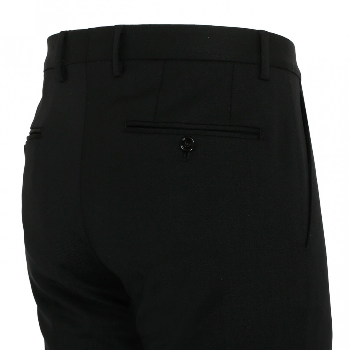 Black Stretch Wool Tailored Trousers