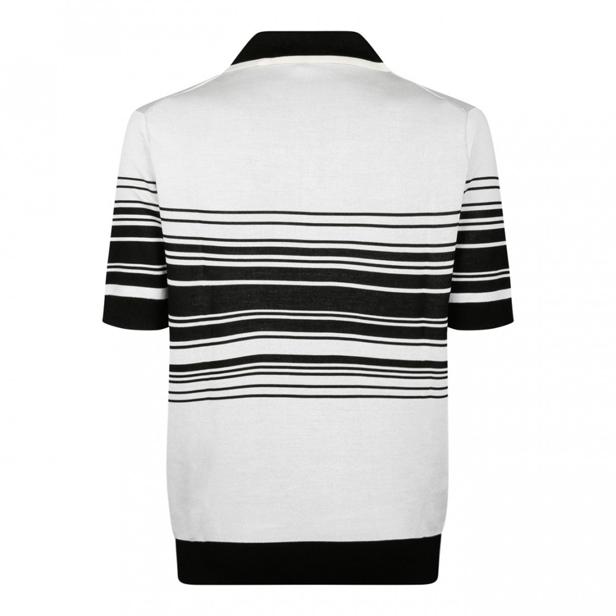 White and Black Jacquard Polo Shirt