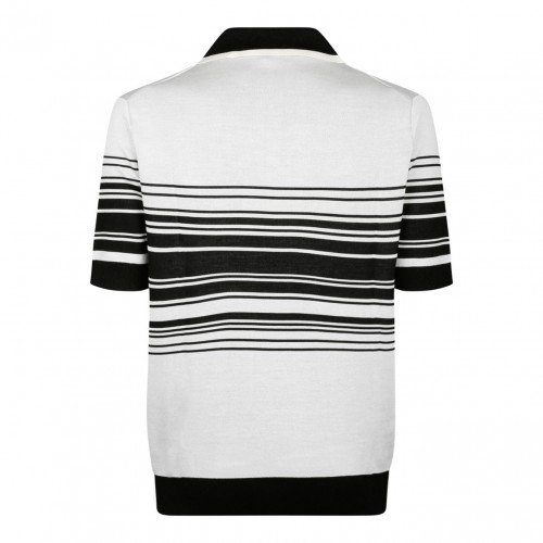 White and Black Jacquard Polo Shirt