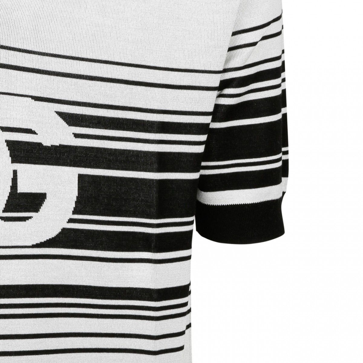 White and Black Jacquard Polo Shirt