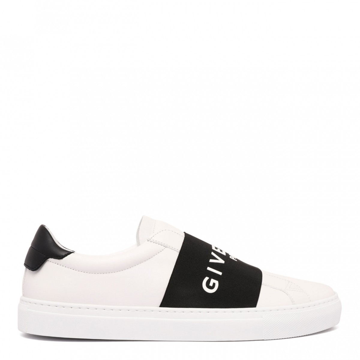 White and Black Logo Print Sneakers