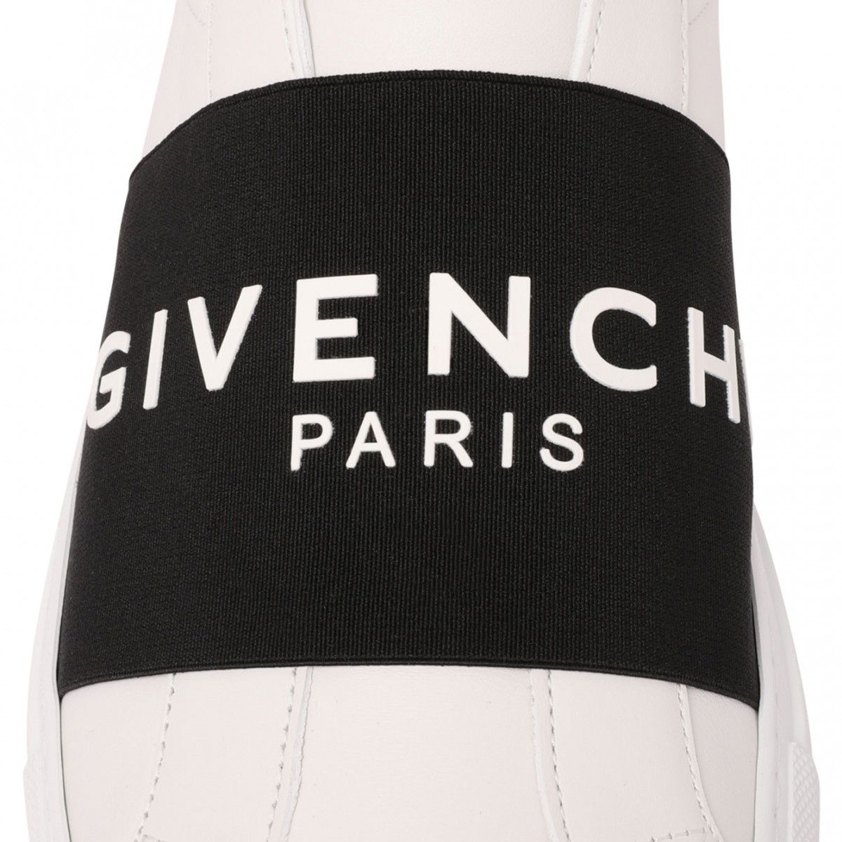 White and Black Logo Print Sneakers