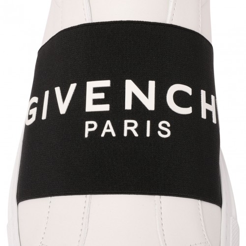 White and Black Logo Print Sneakers
