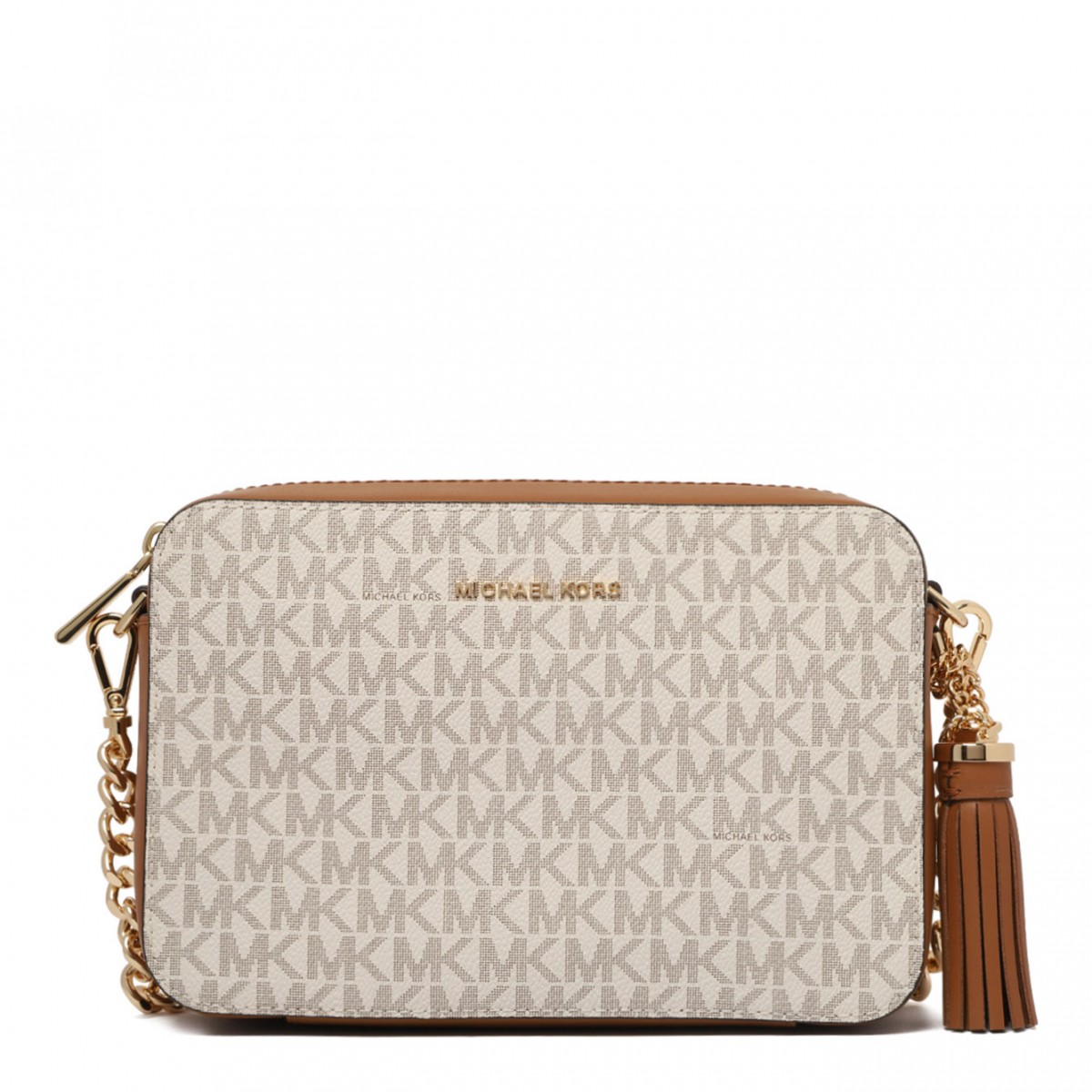 White and Brown Medium Ginny Shoulder Bag
