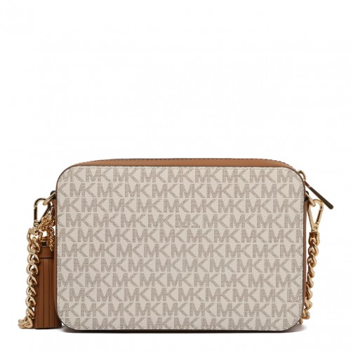 White and Brown Medium Ginny Shoulder Bag