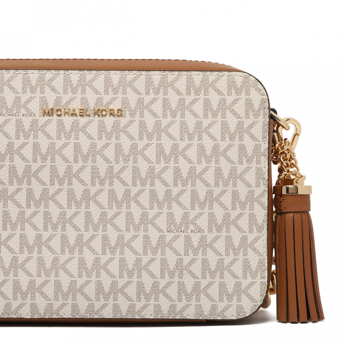 White and Brown Medium Ginny Shoulder Bag