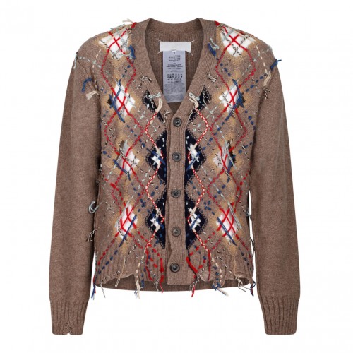 Walnut and Navy Blue Cut Out Cardigan