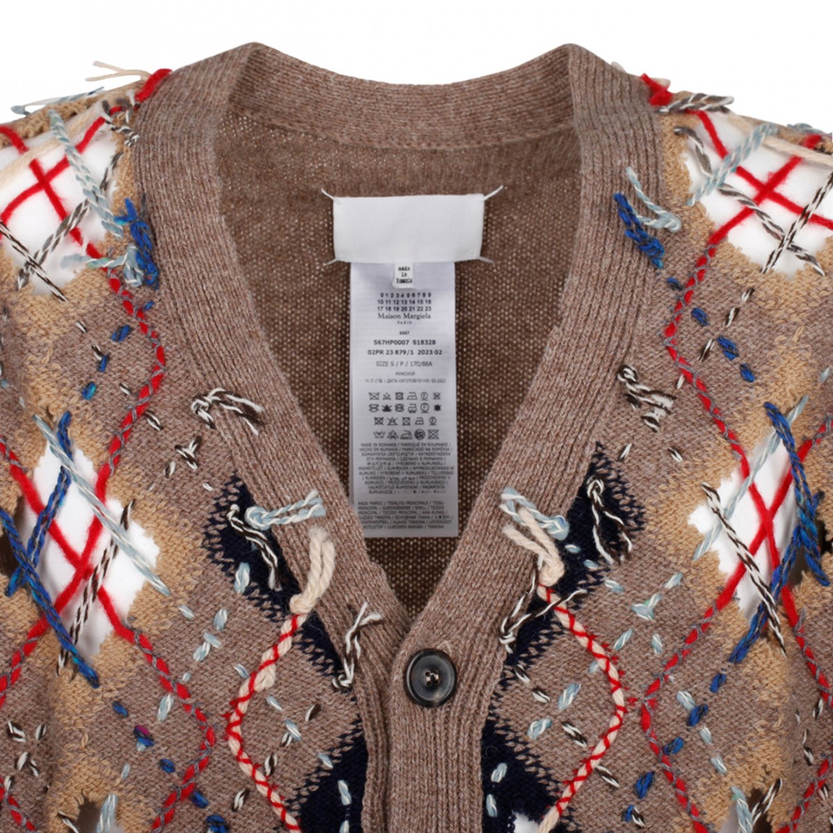 Walnut and Navy Blue Cut Out Cardigan