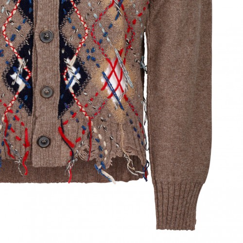 Walnut and Navy Blue Cut Out Cardigan