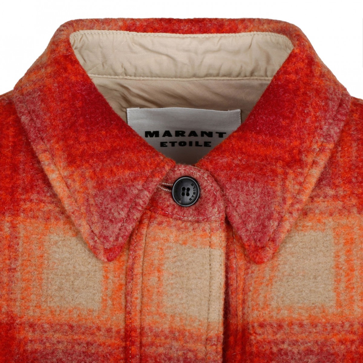 Brunt Orange and Multicolour Cotton Plaid Check Flannel Midi Coat