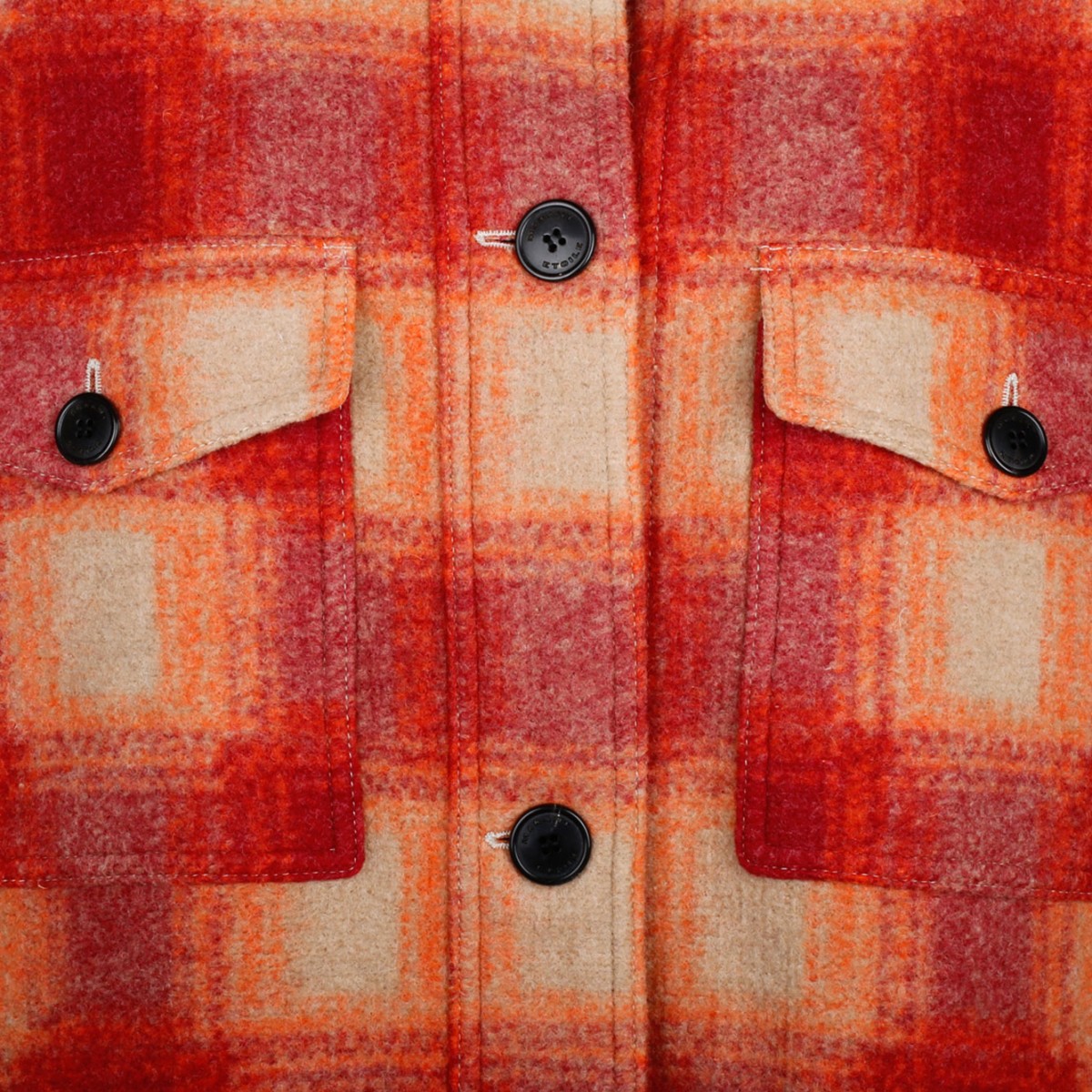 Brunt Orange and Multicolour Cotton Plaid Check Flannel Midi Coat