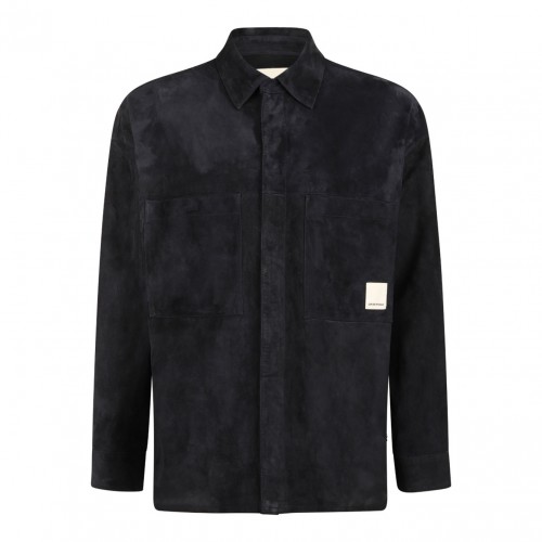 Midnight Blue Suede Shirt Jacket