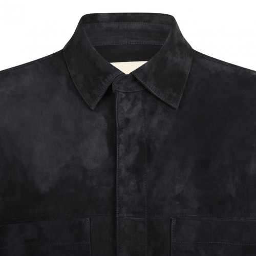 Midnight Blue Suede Shirt Jacket