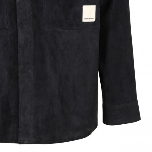 Midnight Blue Suede Shirt Jacket