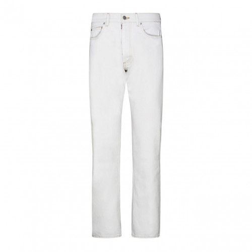 White Cotton Mid Rise Jeans