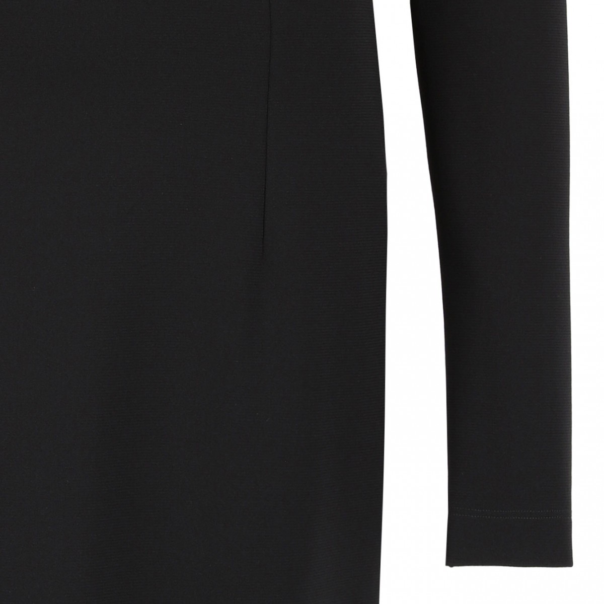Black Calf-Length Stretch Viscose Jersey Milano Rib Dress