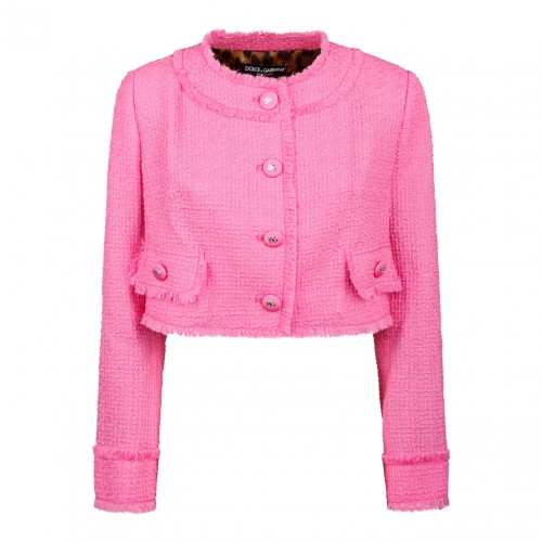 Pink Short Raschel Tweed Jacket