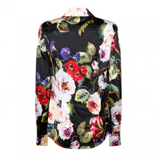 Roseto Print Satin Shirt