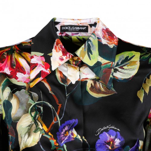 Roseto Print Satin Shirt