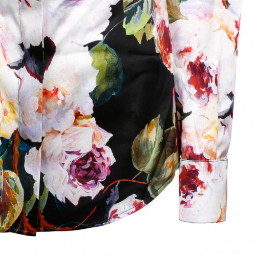 Roseto Print Satin Shirt