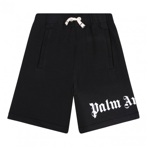 Black Logo Print Track Shorts
