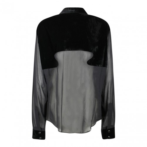 Black Silk Panelled Buttoned Shirt 2