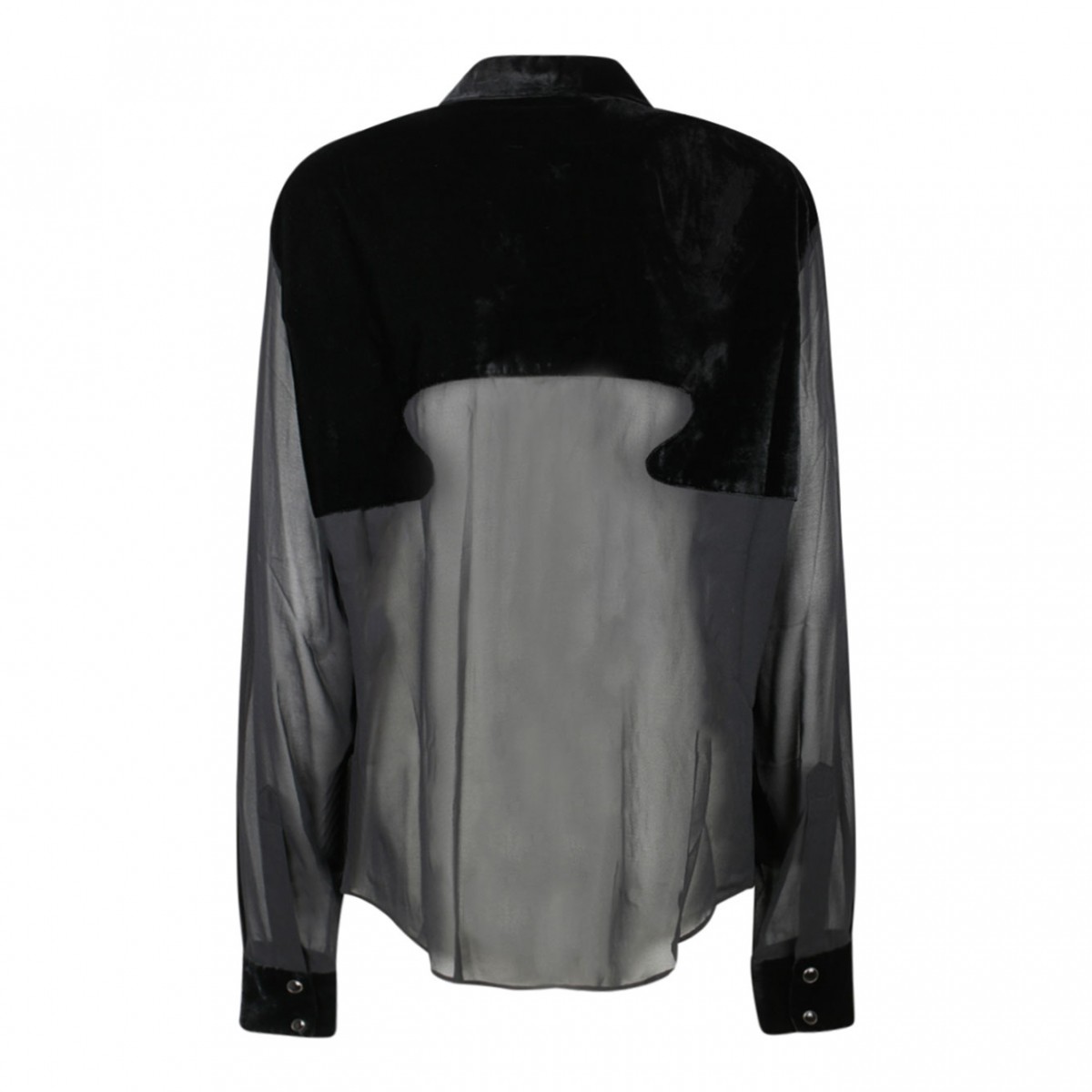 Black Silk Panelled Buttoned Shirt