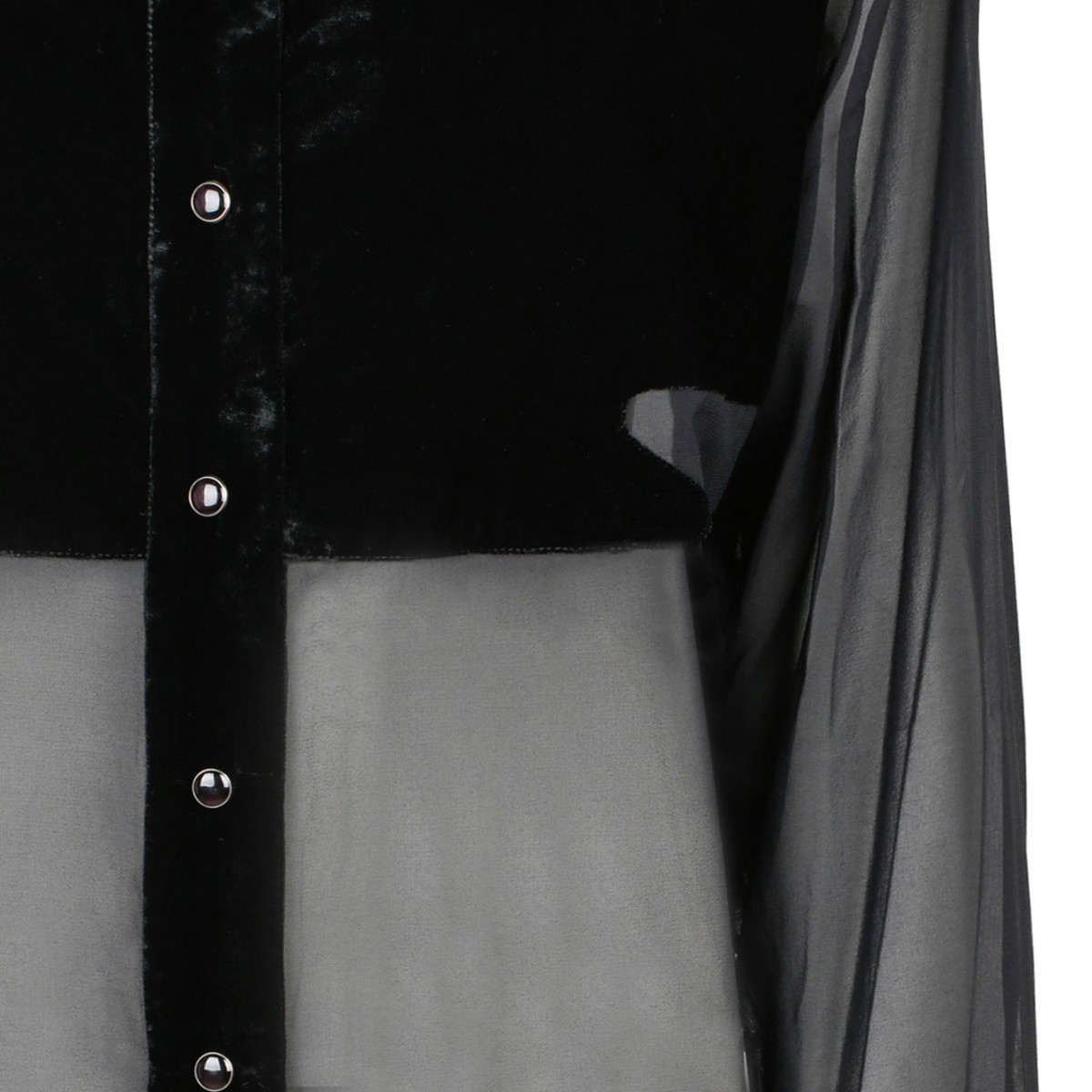 Black Silk Panelled Buttoned Shirt