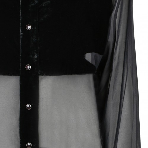 Black Silk Panelled Buttoned Shirt