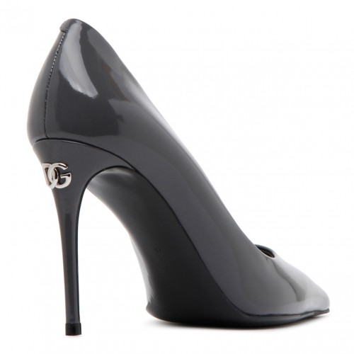 Grey Calf Leather Pointed Toe Pumps