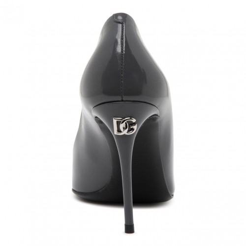 Grey Calf Leather Pointed Toe Pumps