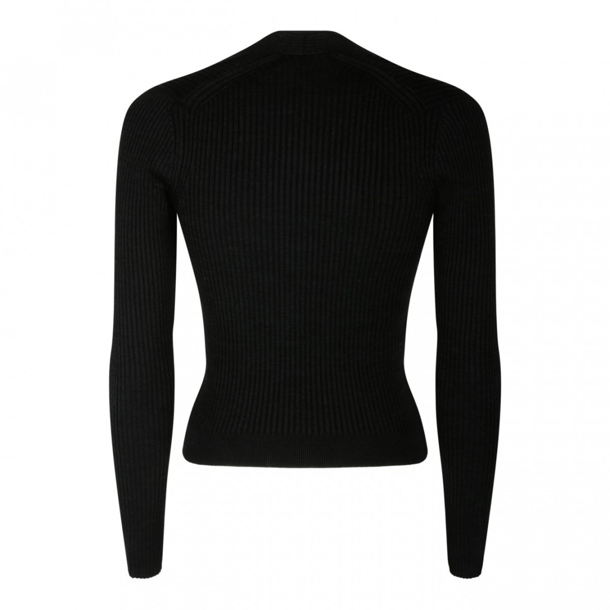Black Merino Wool Blend Cardigan