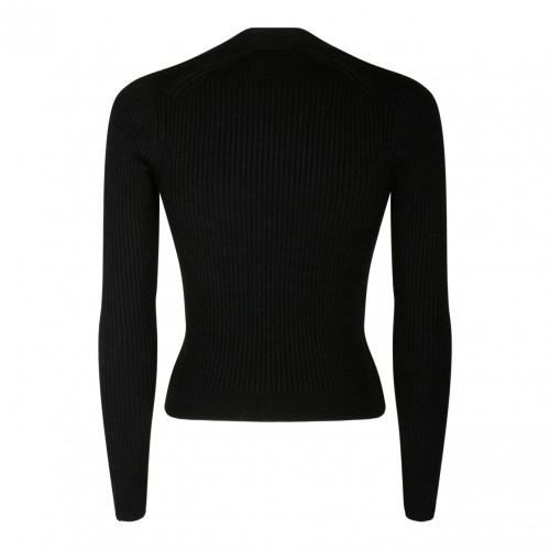 Black Merino Wool Blend Cardigan