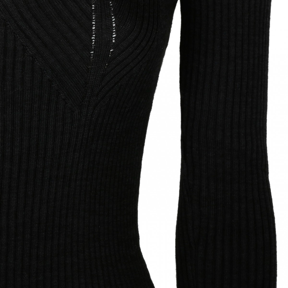 Black Merino Wool Blend Cardigan