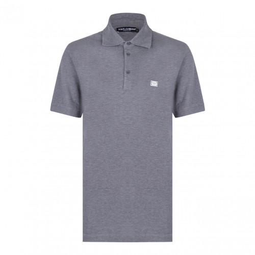 Grey Logo Plaque Polo Shirt