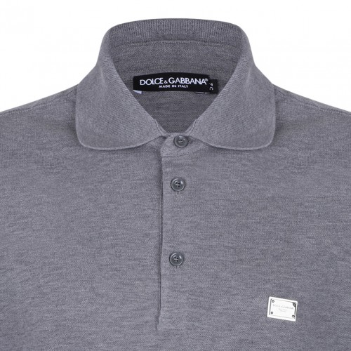 Grey Logo Plaque Polo Shirt
