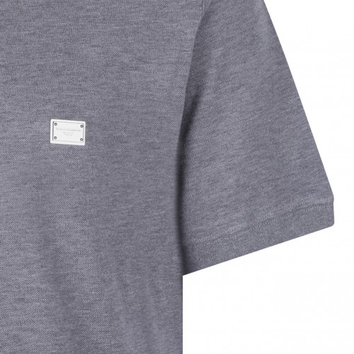 Grey Logo Plaque Polo Shirt