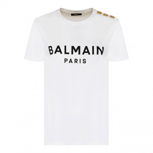 White and Black Logo Print T-Shirt