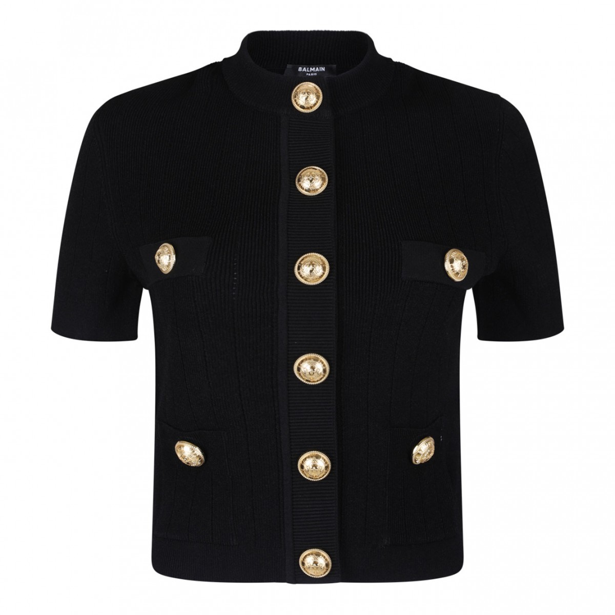 Black Embossed Button Cardigan