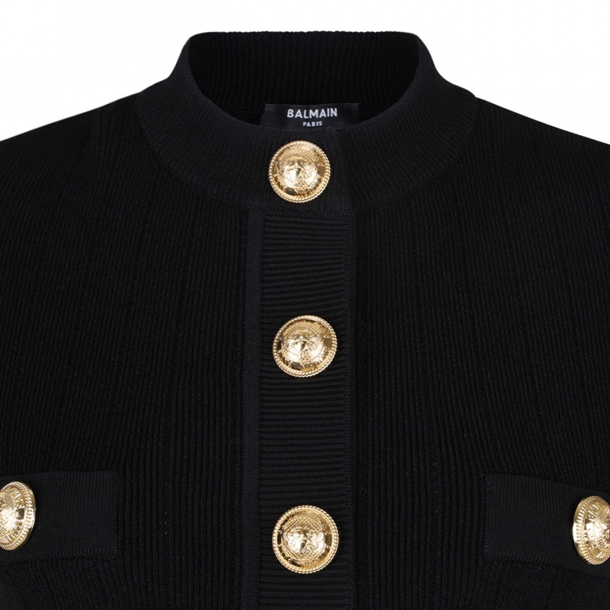 Black Embossed Button Cardigan