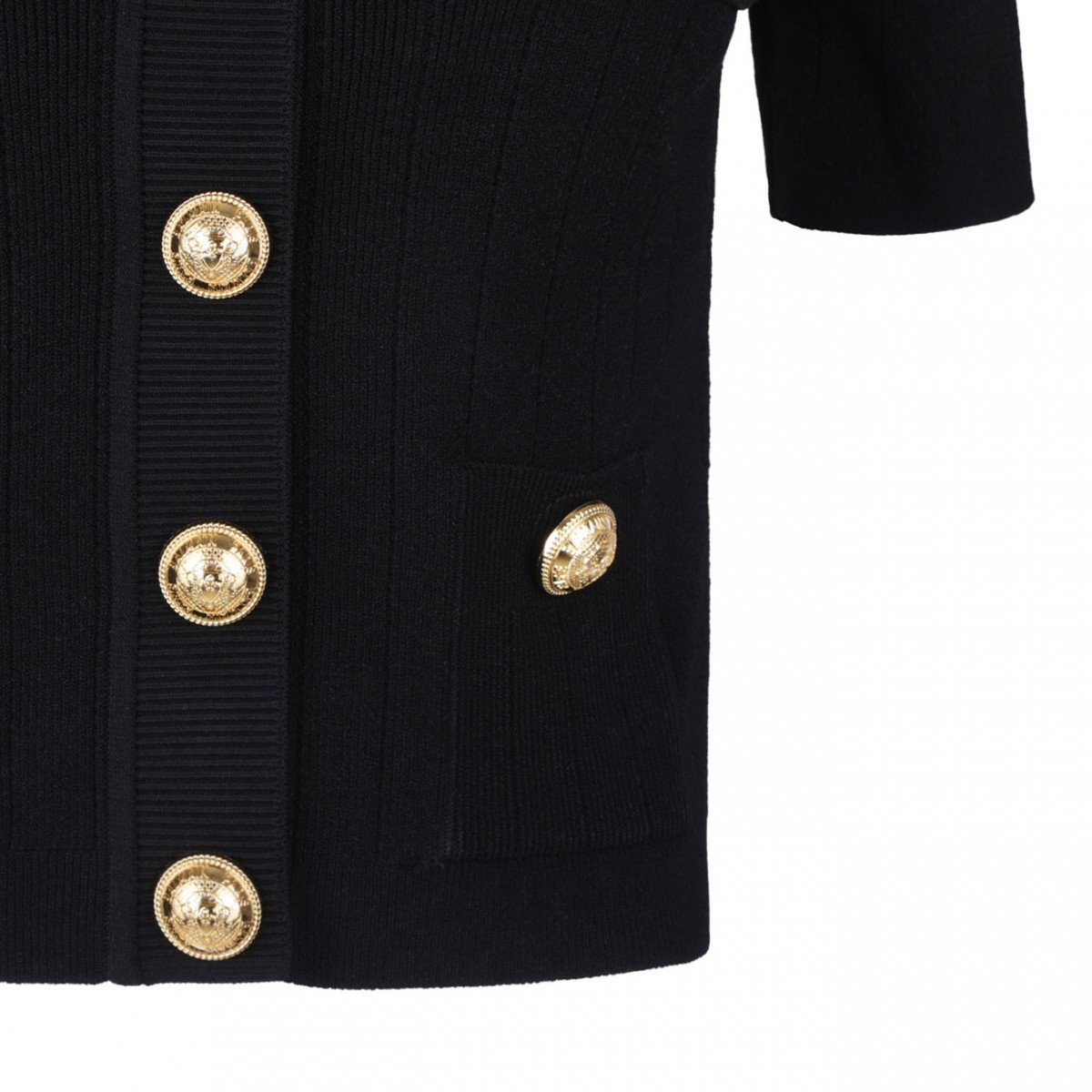 Black Embossed Button Cardigan