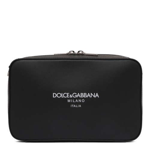 Black Logo Embossed Messenger Bag