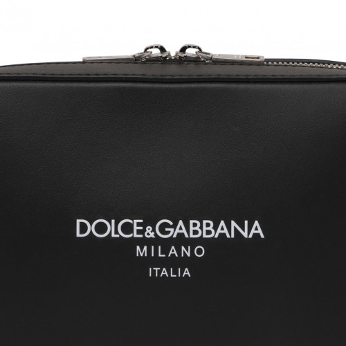 Black Logo Embossed Messenger Bag