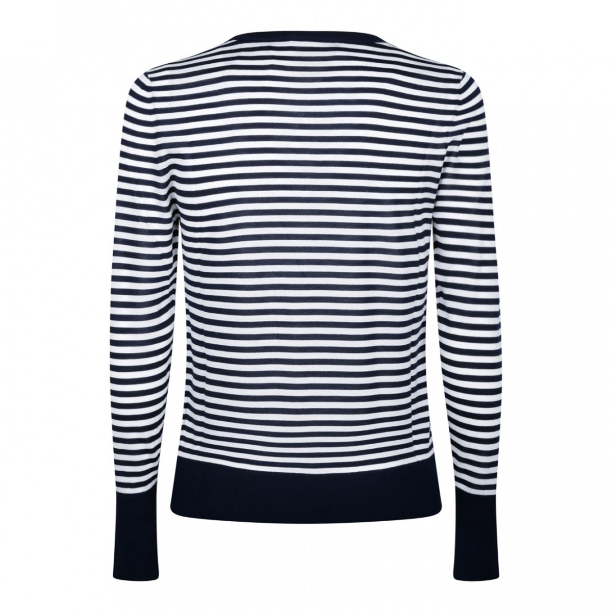 Blue and White Boat Neck Sweater