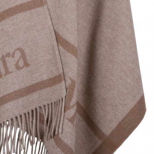 Beige Wool Poncho