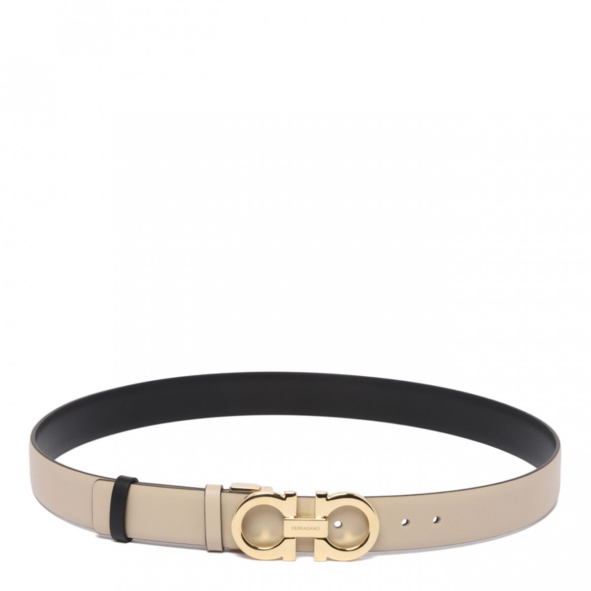Beige Gancini Reversible Belt
