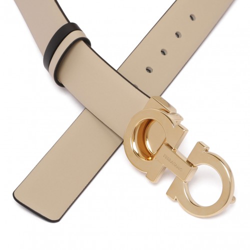 Beige Gancini Reversible Belt