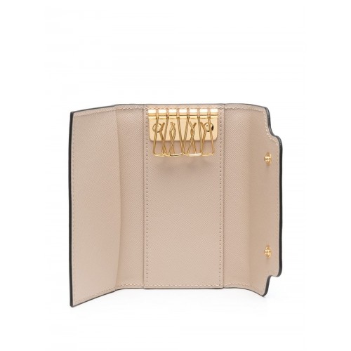 Tea Green and Limestone Leather Keyholder Wallet