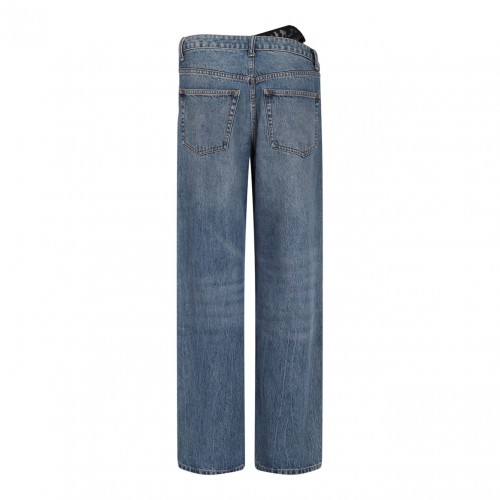 Blue Asymmetrical Waistband Jeans 2