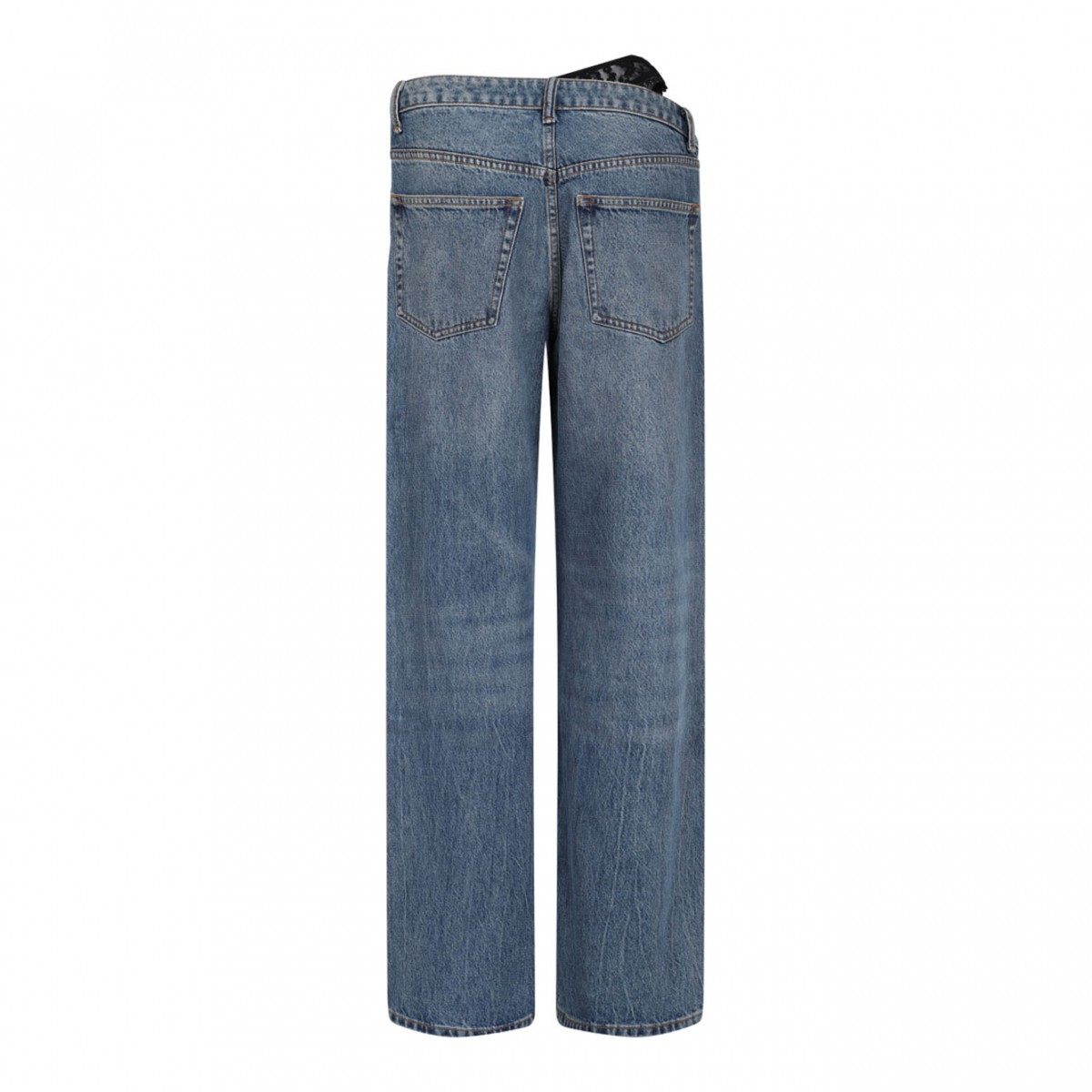 Blue Asymmetrical Waistband Jeans